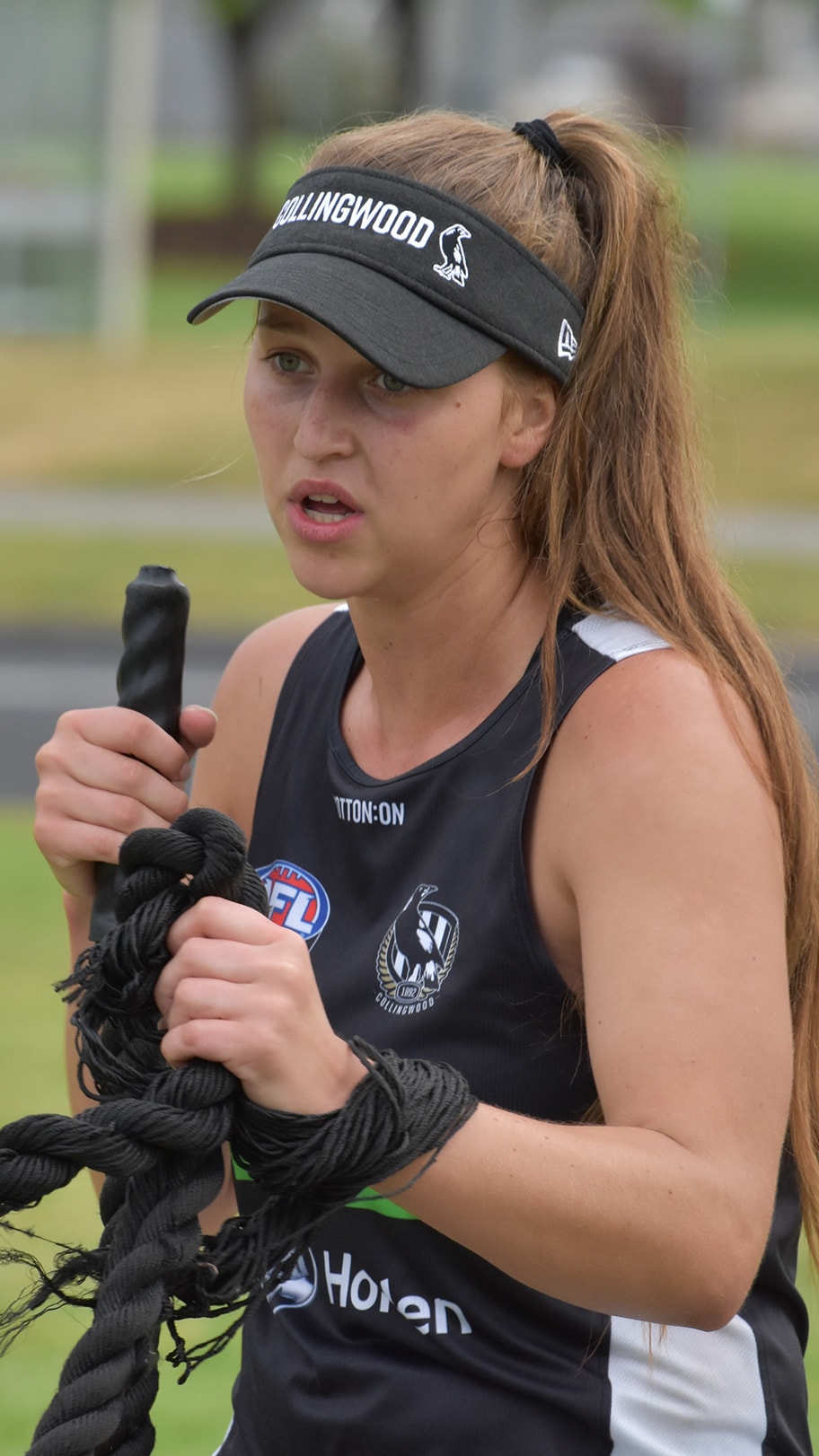 RubyPies-TH.jpg Ruby Schleicher at Collingwood's training camp in Gippsland. Picture: Luke Henry - AFLW,Collingwood Magpies,Ruby Schleicher